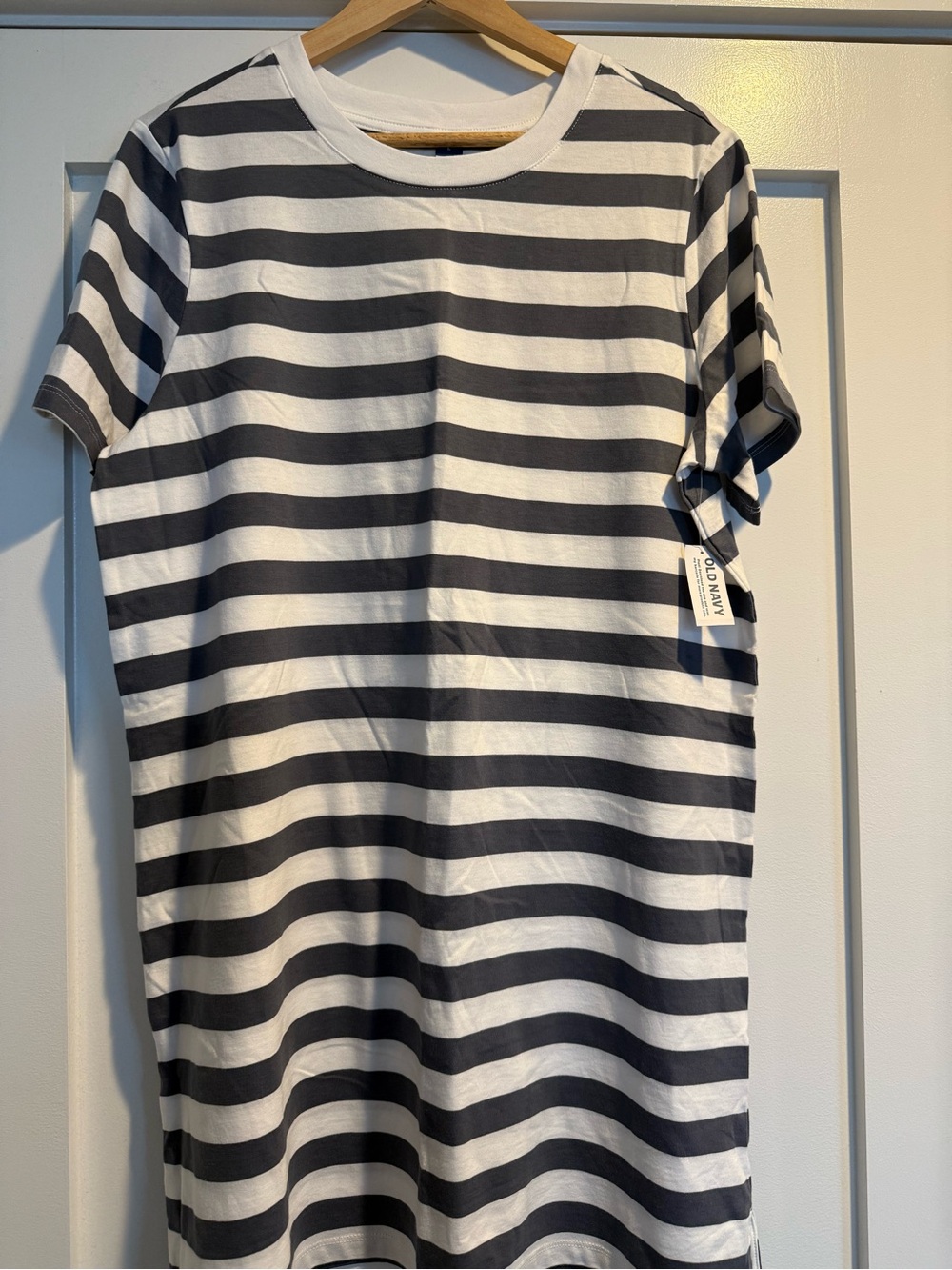Old Navy Blue & White Horizontal Stripe Crewneck T-Shirt Dress